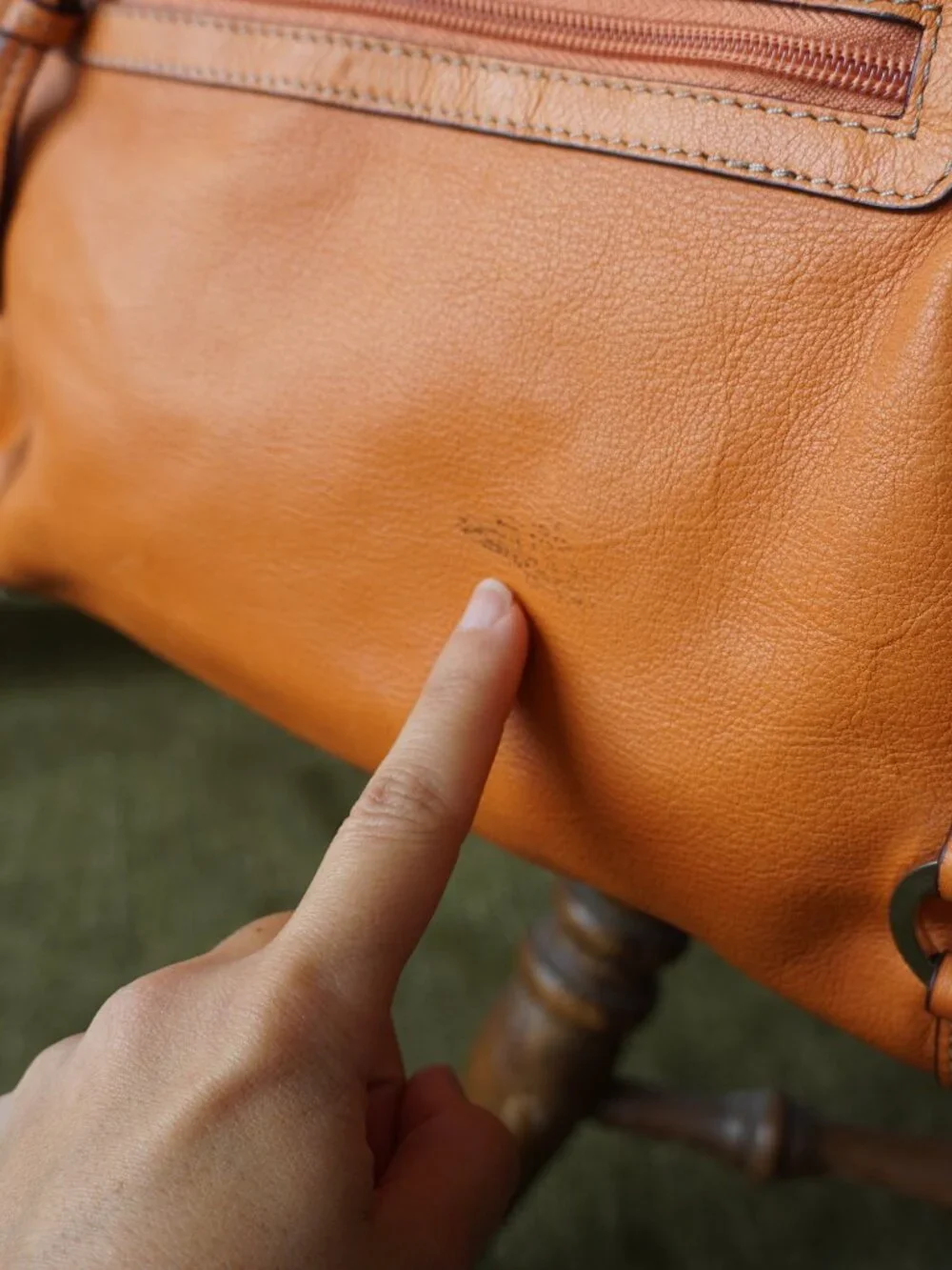 Tignanello Orange Genuine Leather Shoulder Bag